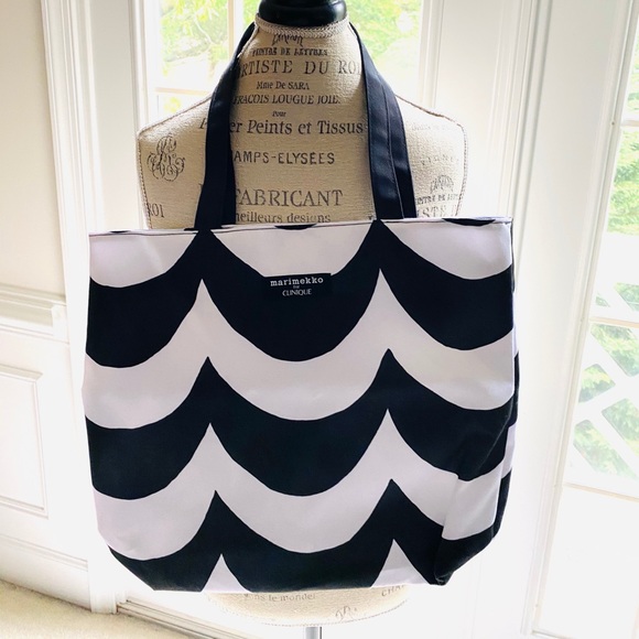 Clinique Handbags - CLINIQUE & Marimekko Black/White Tote Bag NWOT